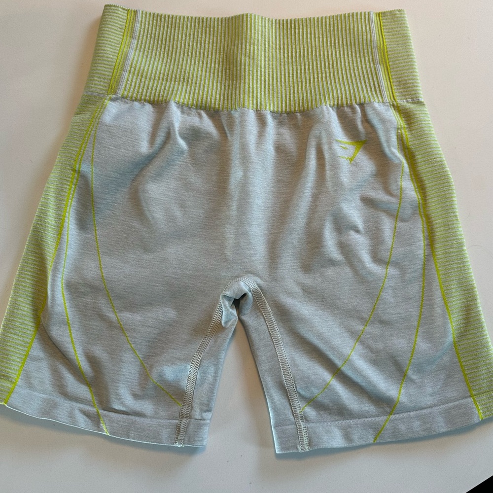 Gymshark bike shorts neon yellow and grey size medium